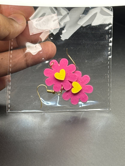 Pink Flower Earrings
